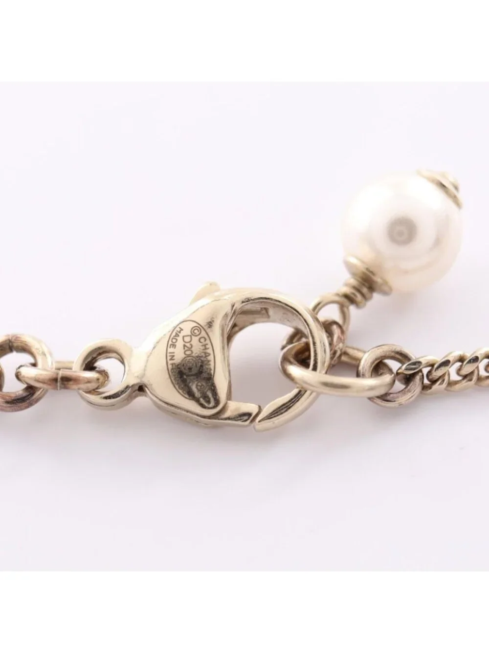 Chanel Necklace CC Logo Silver Pearl